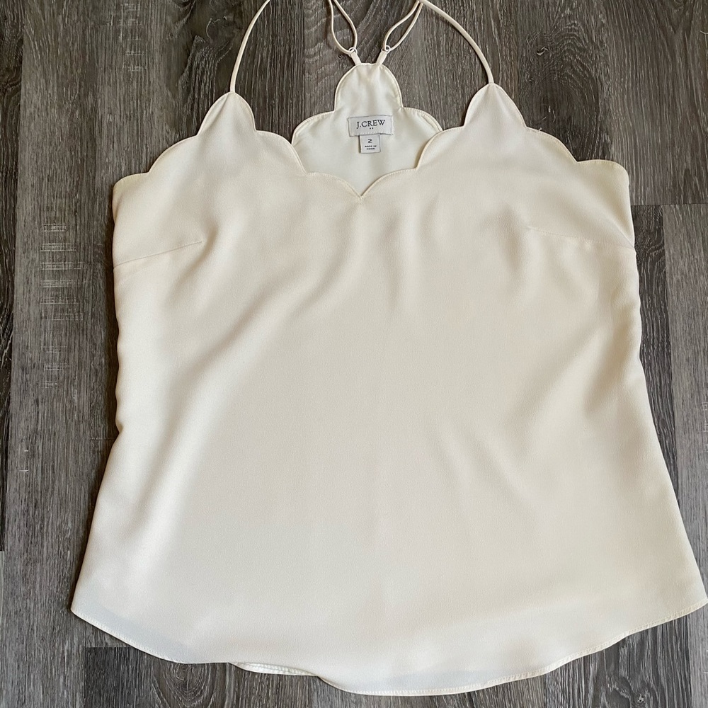 J. Crew Factory Scalloped Cami in Marine Salt